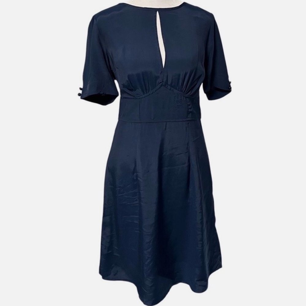 New ModCloth The Keyhole Story vintage inspired navy dress women’s 4 small